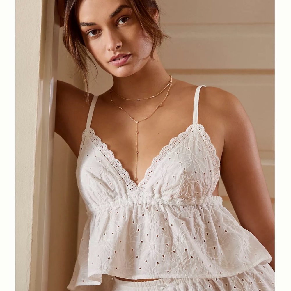 Anthropologie White Eyelet Lace Top